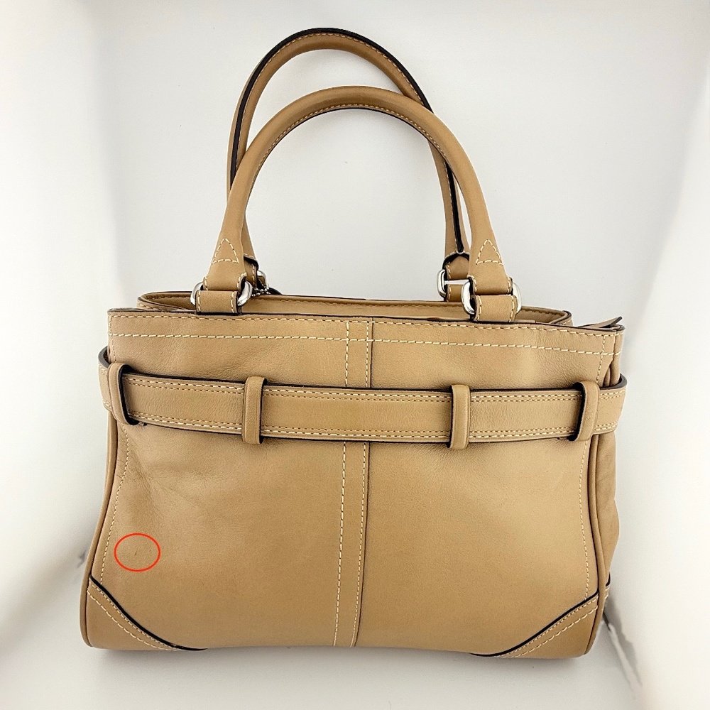 Coach Hampton Leather Satchel Handbag Purse Tan Camel F11199 - Picture 3 of 16